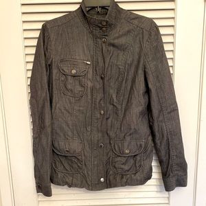 Calvin Klein dark wash moto style denim jacket